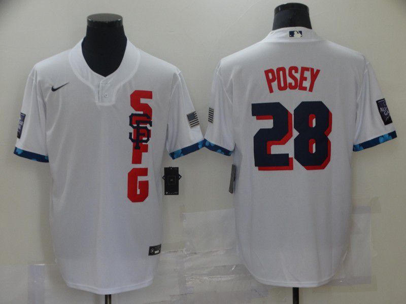 Men San Francisco Giants #28 Posey White All Star Nike 2025 MLB Jersey style 1->ncaa teams->NCAA Jersey